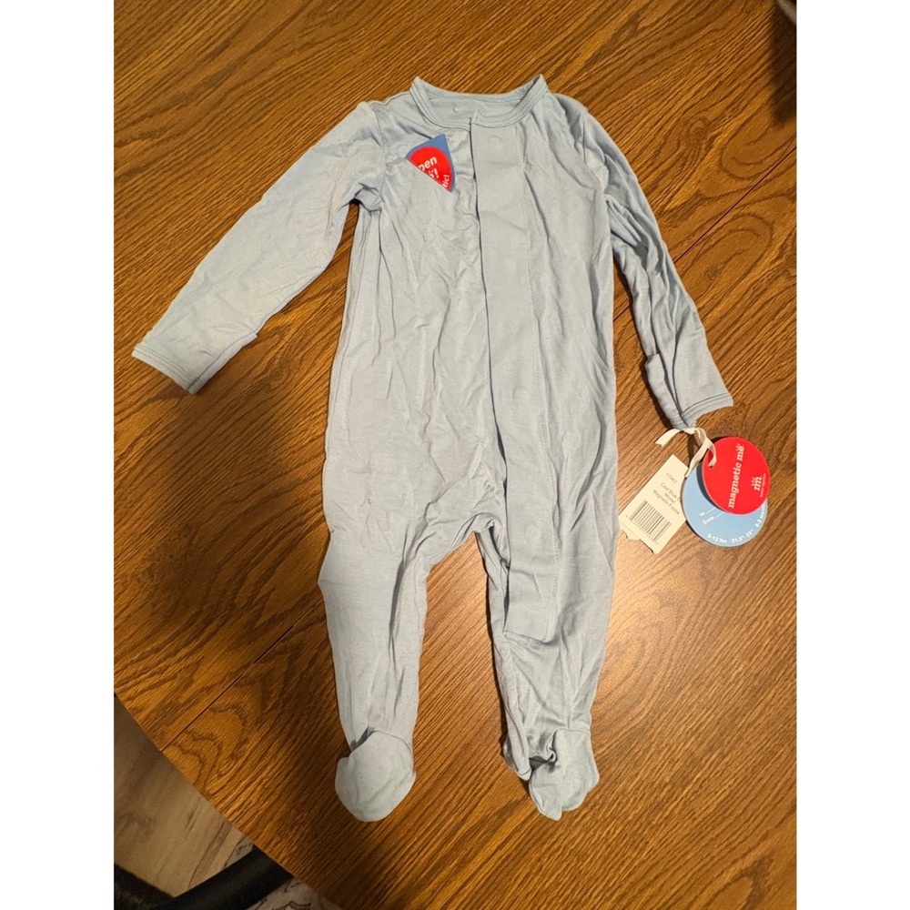 Magnetic Me Cool Blue Solid Footie Pajamas Modal Magnetic Fasteners 0-3 Months
